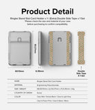 Card Holder | Stand Slot - Technical diagram showing dimensions, side profile, and adhesive tape for the Ringke card holder.