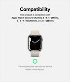 Apple Watch 42·41·40·38 mm | Rubber One Band - Compatibility chart listing Apple Watch models and sizes with a watch graphic.