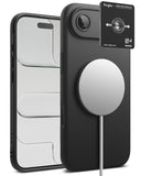 [Bundle] iPhone Air | Silicone Magnetic - Black silicone case with magnetic charger and camera lens protector.