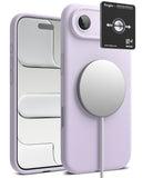 [Bundle] iPhone Air | Silicone Magnetic - Bundle - Lavender silicone iPhone case with magnetic charger and camera lens protector.