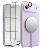 [Bundle] iPhone Air | Silicone Magnetic - Lavender silicone phone case with screen protector and magnetic charger.