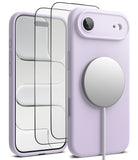 [Bundle] iPhone Air | Silicone Magnetic - Lavender silicone phone case with magnetic charger and two screen protectors.