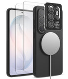 [Bundle] Galaxy S26 Ultra | Silicone Magnetic - Galaxy S26 Ultra | Silicone Magnetic - Black phone case with magnetic charger, screen protectors, and camera lens cover.