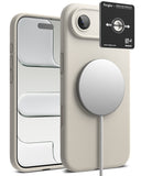 [Bundle] iPhone Air | Silicone Magnetic - Beige silicone phone case with a magnetic charger and lens protector.