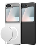 Galaxy Z Flip 7 FE Case | Slim Magnetic - White and black slim magnetic cases for Galaxy Z Flip 7 with magnetic charger.