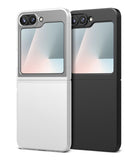 Galaxy Z Flip 7 FE Case | Slim - White and black slim cases for Galaxy Z Flip 7 FE showing camera cutouts and cover screens.