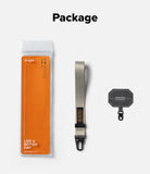 Holder Link Tactical Webbing Hand Strap - Orange retail packaging, gray tactical webbing strap, and a black tether tab.