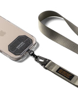 Holder Link Tactical Webbing Lanyard Strap - Beige tactical lanyard with black hardware, adjustable buckle, and phone tab.