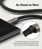 Ringke USB 3.2 Gen 2x2 USB-C Charging Cable - Braided black cable plugged into a device with a reinforced connector.