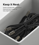 Ringke USB 3.2 Gen 2x2 USB-C Charging Cable - Braided black USB-C cables coiled and secured with a hook-and-loop fastener.