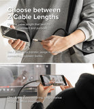 Ringke USB 3.2 Gen 2x2 USB-C Charging Cable - Split view showing 1m and 2m cable lengths for mobile and desktop use.