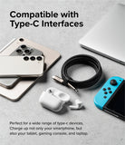Ringke USB 3.2 Gen 2x2 USB-C Charging Cable - Braided cable with various USB-C devices including phone, tablet, and console.