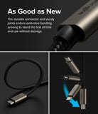 Ringke 90 Degree Cable USB 3.2 Gen 2x2 USB-C - Braided USB-C cable with durable metallic connectors showing flexibility.