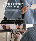 Ringke 90 Degree Cable USB 3.2 Gen 2x2 USB-C - Split view showing 1m cable for mobile use and 2m cable for video mirroring.