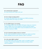 Ringke 90 Degree Cable USB 3.2 Gen 2x2 USB-C - FAQ list detailing compatibility, charging power, and certification.