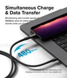 Adapter Lightning to C OTG (2P) - Smartphone connected to a laptop via cable, highlighting 480Mbps data transfer speed.