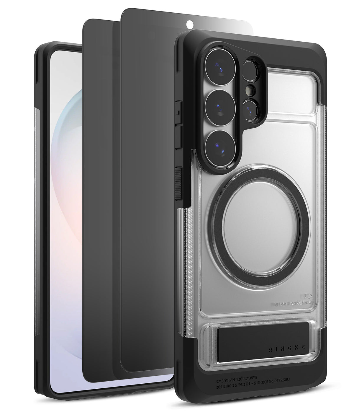 [Bundle] Galaxy S26 Ultra | UX Magnetic - Clear phone case with magnetic ring and black accents, shown with screen protector.