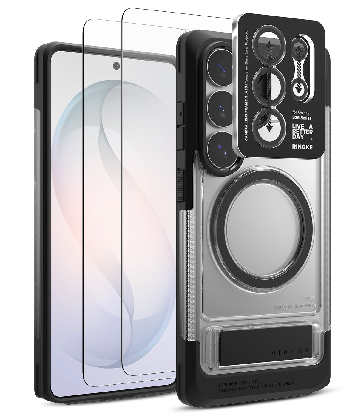 [Bundle] Galaxy S26 Ultra | UX Magnetic - Galaxy S26 Ultra | UX Magnetic - Clear phone case with magnetic ring, kickstand, and camera lens protector overlay.