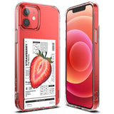 iPhone 12 / 12 Pro Case | Fusion Design Fruit - Clear phone case featuring a strawberry nutrition label graphic.