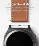 Watch Lug 24mm | Leather One Basic Bold - Watch Lug 24mm - Brown leather watch strap aligned with a 24mm watch lug width measurement guide.
