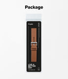 Watch Lug 24mm | Leather One Basic Bold - Brown leather watch strap in clear retail packaging with Ringke branding.