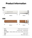 Watch Lug 24mm | Leather One Basic Bold - Technical diagram showing dimensions of a white leather watch strap.