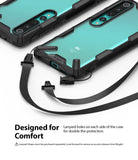 Mi 10 / 10 Pro Case | Fusion-X - Two Mi 10 phones in black rugged cases with lanyard attachment points and a black strap.