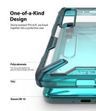 Mi 10 / 10 Pro Case | Fusion-X - Close-up of a clear, shock-resistant phone case on a Xiaomi Mi 10 with labeled material layers.