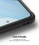 Mi 10T Lite 5G / 10i 5G Screen Protector | Invisible Defender - Mi 10T Lite 5G / 10i 5G Screen Protector - Close-up of a smartphone screen with a protective film inside a black case.