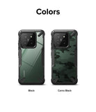 Xiaomi 14 Case | Fusion-X - Two Xiaomi 14 phones in black and camo black Fusion-X cases shown side-by-side.