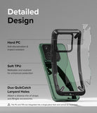 Xiaomi 14 Case | Fusion-X - Exploded view of a black and clear protective phone case highlighting PC and TPU materials.