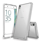 Xperia XA Case | Fusion - Clear protective phone case shown from front, back, and side angles on a white background.