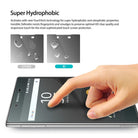 Xperia Z5 Compact Screen Protector | Invisible defender - Xperia Z5 Compact Screen Protector - Comparison showing water beading on Invisible Defender versus smudges on other film.