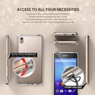 Sony Xperia Z3 Plus Case | Fusion - Multiple views of a clear phone case highlighting button access and strap holder.