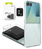 Galaxy Z Flip 7 Clear | Fusion - Clear phone case and camera lens protectors for Galaxy Z Flip 7 with retail packaging.