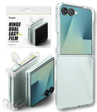Galaxy Z Flip 7 Clear | Fusion - Ringke hinge film protector for Galaxy Z Flip 7 shown with packaging and applied on phone.