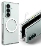 Galaxy Z Fold 7 Case | Fusion Magnetic - Clear magnetic phone case shown with a Galaxy Z Fold 7 and hinge film.