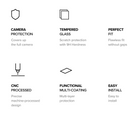 Galaxy Z Fold 5 | Camera Protector Glass [2 Pack] - Icons and text highlighting camera protection, glass, and fit.