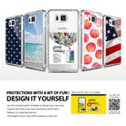 Galaxy Alpha Case | Fusion - Five clear phone cases with customizable inserts, including patterns, landscapes, and DIY instructions.