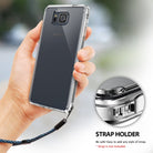 Galaxy Alpha Case | Fusion - Hand holding a phone in a clear case with a built-in strap holder and a close-up detail view.