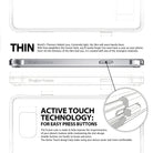 Galaxy Alpha Case | Fusion - Technical diagram showing slim profile and Active Touch button design for responsive pressing.