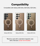 Galaxy S25 Ultra Cover | Folio Grip Wallet Magnetic - Three Samsung Ultra phones showing magnetic wallet compatibility.