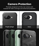 Google Pixel 9a Case | Onyx - Comparison showing the Ringke case's precise camera cutout versus a standard case.
