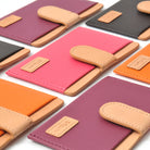 Ringke® Leather ID / Card Holder, 3M Adhesive Stick On Mini Wallet Attachment for All Phone Devices - Ringke® Leather ID / Card Holder - Multiple colorful leather adhesive card wallets arranged in a grid on a white background.