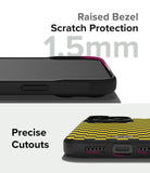 iPhone 15 Pro Case | Onyx Design - Close-up of phone case showing 1.5mm raised bezel for screen protection and precise port cutouts.
