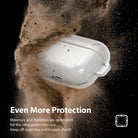 AirPods Pro Case - Matte Clear - Matte clear AirPods Pro case surrounded by a cloud of dust against a black background.