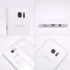 Galaxy S7 Edge Case | Slim - Four views of a translucent white slim protective case on a white Samsung Galaxy S7 Edge.