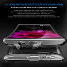 LG G Flex 2 Case | Fusion - Clear phone case with integrated dust caps open to reveal charging and audio ports.