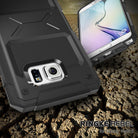 Galaxy Note 5 Case | Rebel - Rugged black protective phone case shown from front and back angles on a cracked desert ground.