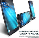 Galaxy S7 Edge Case | Slim - Three Galaxy S7 Edge phones in slim black cases displayed at different angles on white.